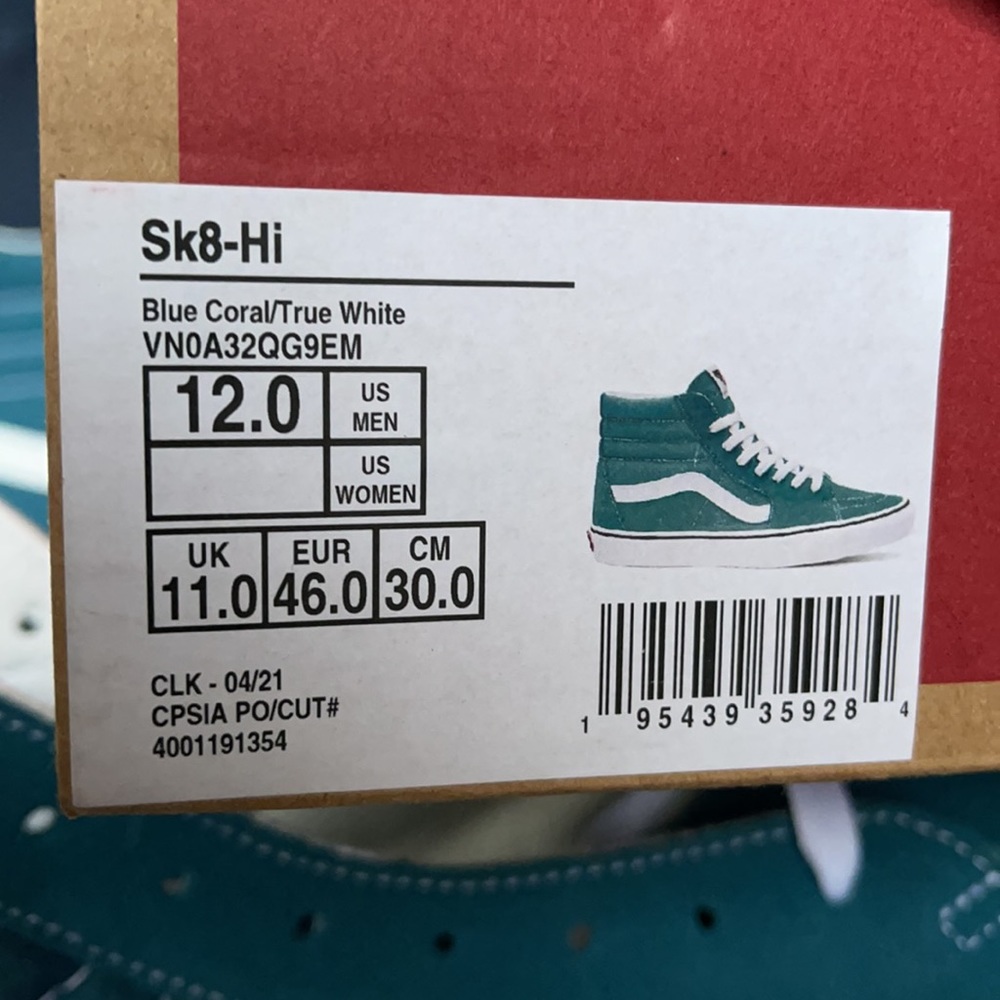 Vans Sk8-Hi Blue Coral/True White MENS - Picture 16 of 16